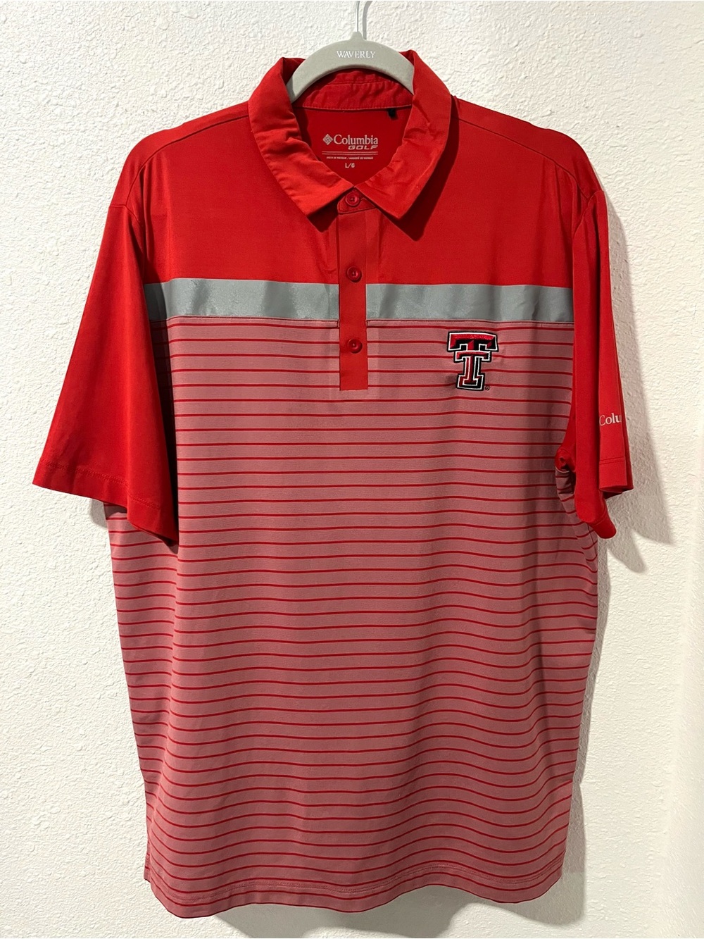 Columbia Texas Tech Striped Polo Size Large
